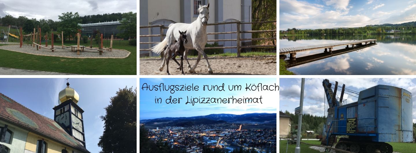 Hier werden ein paar Ausflugsziele in der Lipizzanerheimat wie z.B. Bundesgestüt Piber, Pibersteinersee, Bergbaumuseum Karl-Schacht oder Hundertwasserkirche Bärnbach gezeigt