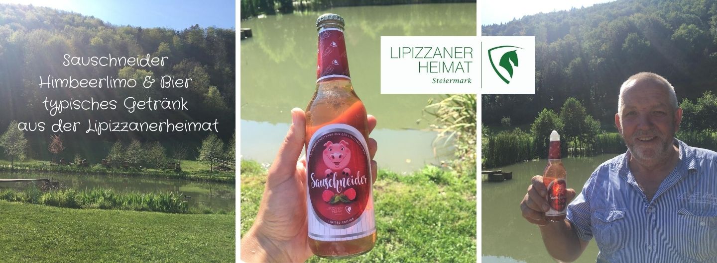 Sauschneider = Himbeerlimo&Bier = rotes Biermischgetränk aus der Lipizzanerheimat